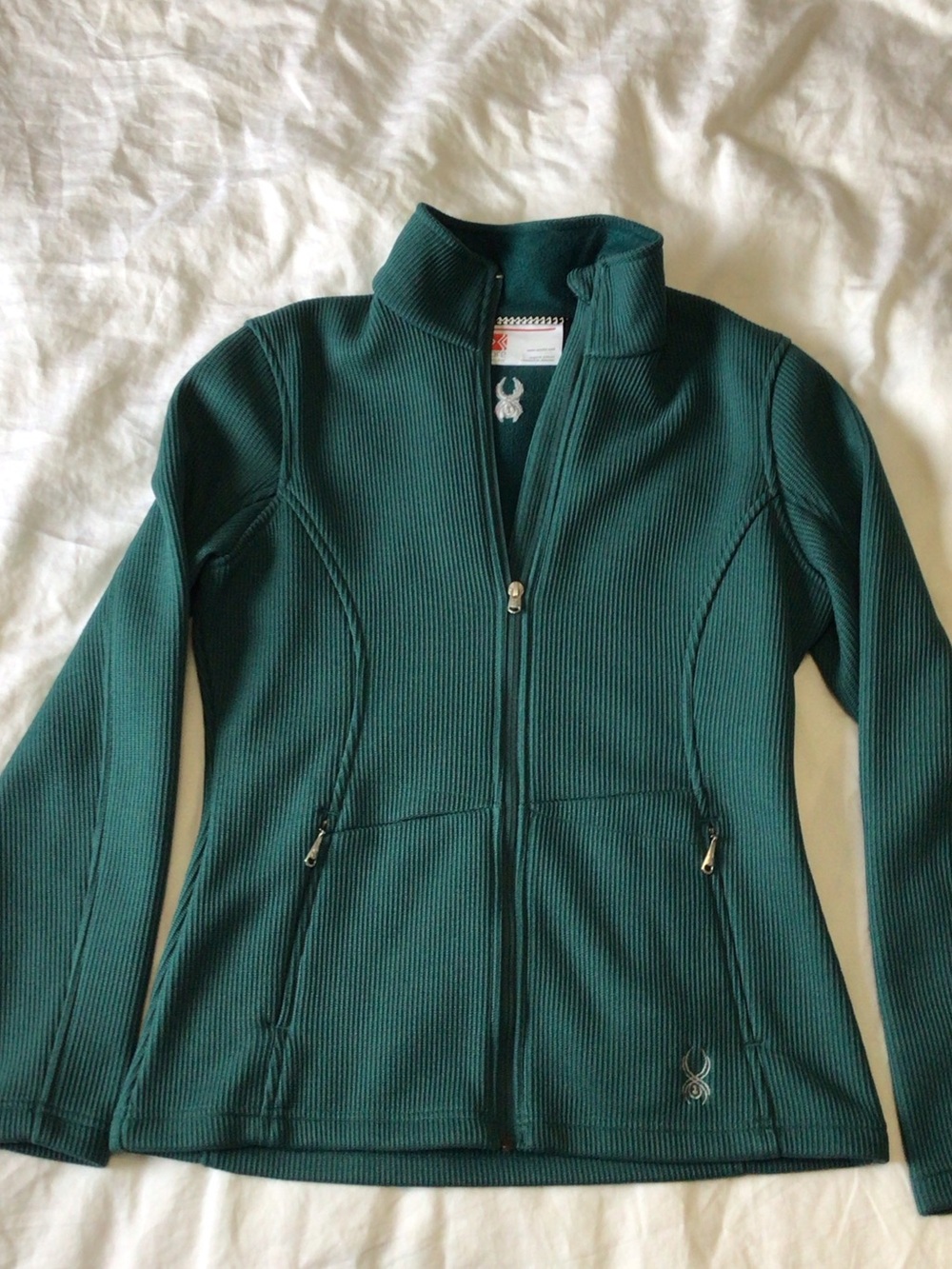 Spyder Teal Full-Zip Ribbed Sweater/Jacket